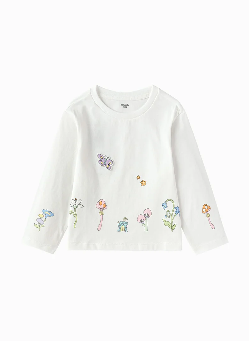 Toddler Girls Round v-neck long-sleeved T-shirt